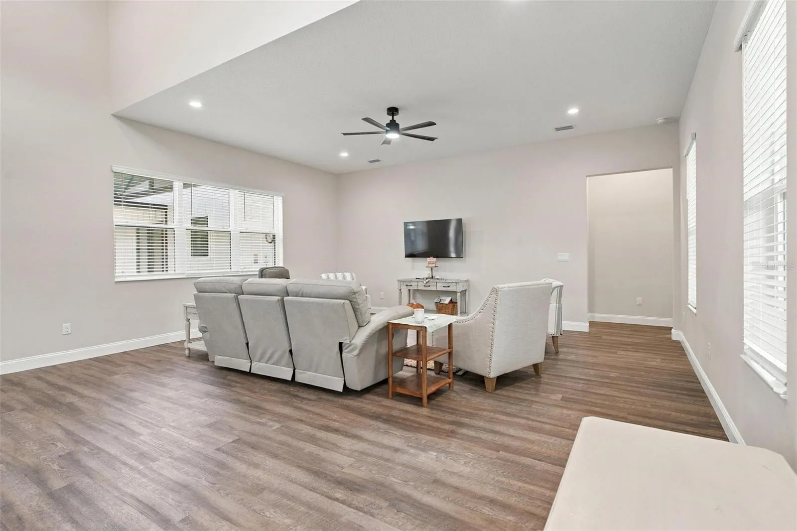 Open floorplan with luxury vinyl flooring