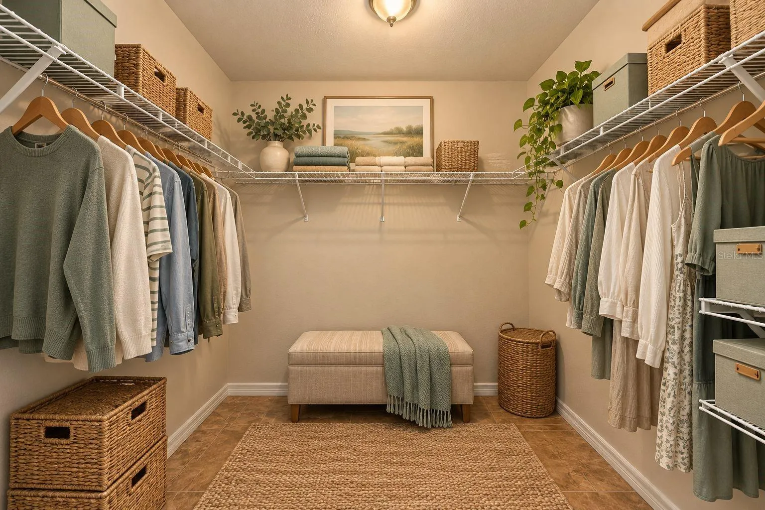 Primary closet staged