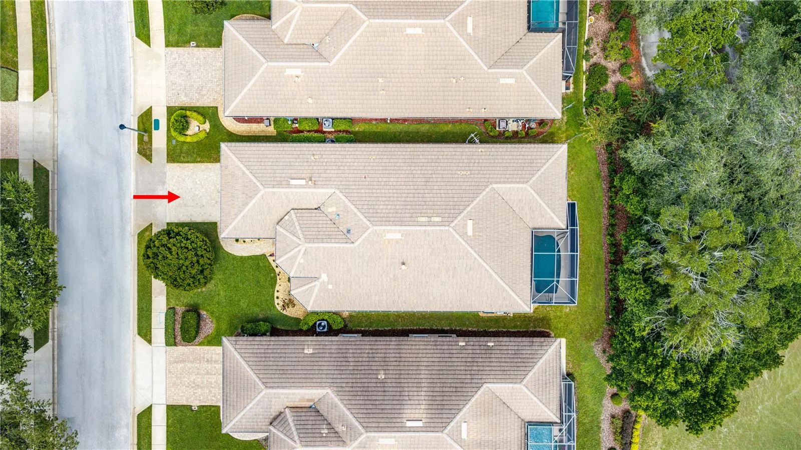 Overhead view including the pool area