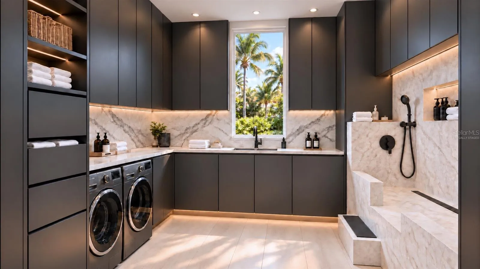 Laundry room. Virtually staged.
