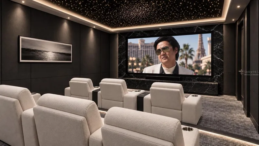 Media room. Virtually staged.