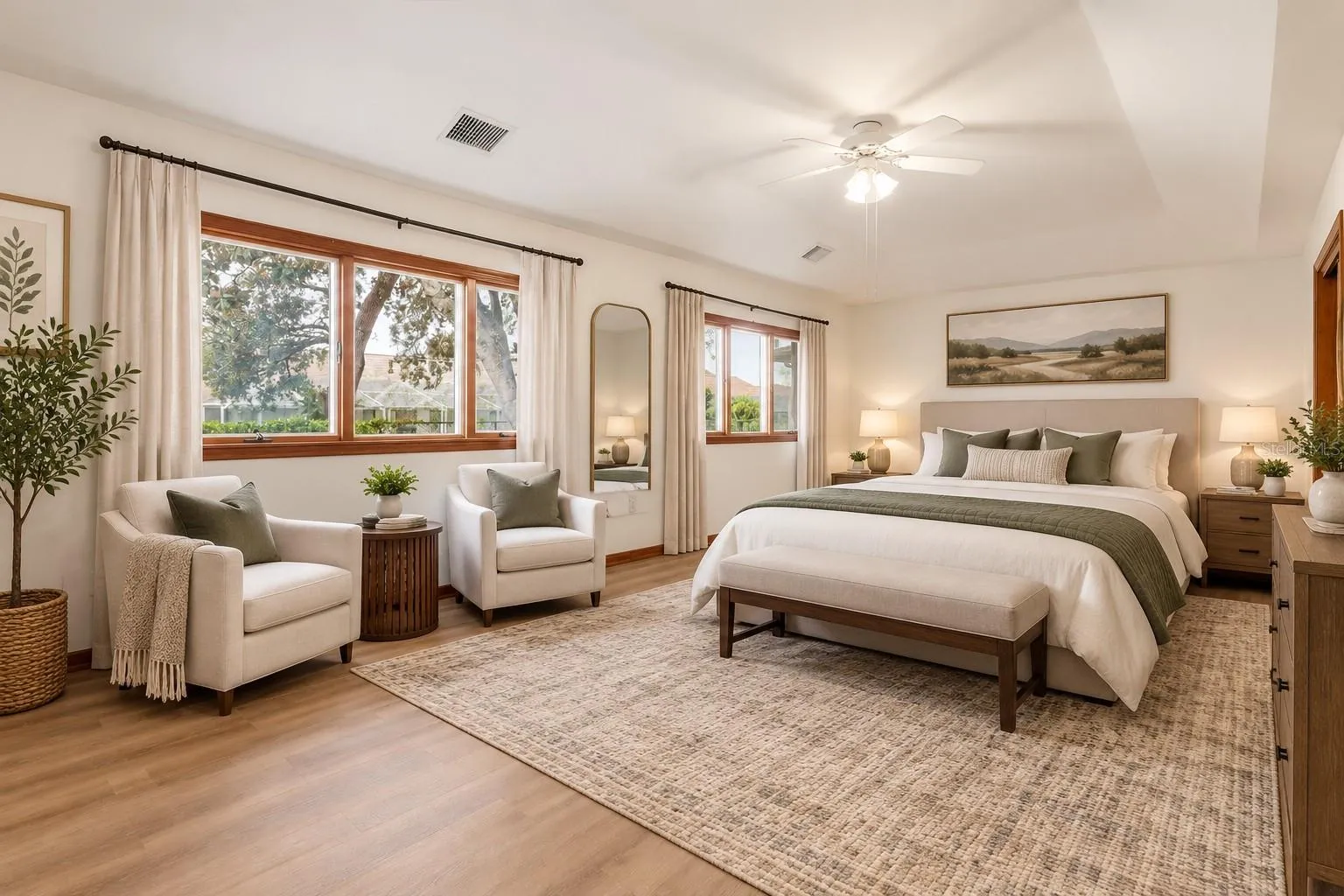 Staged large bedroom
