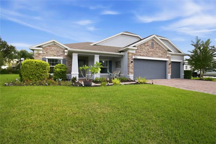 Spacious front yard with mature landscaping.