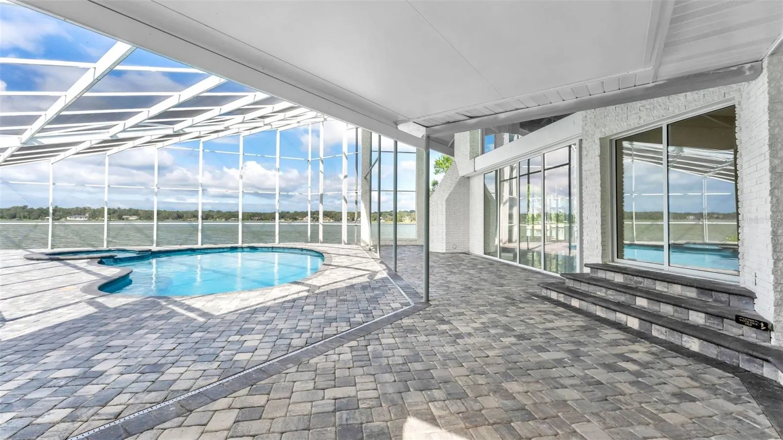 Covered poolside patio