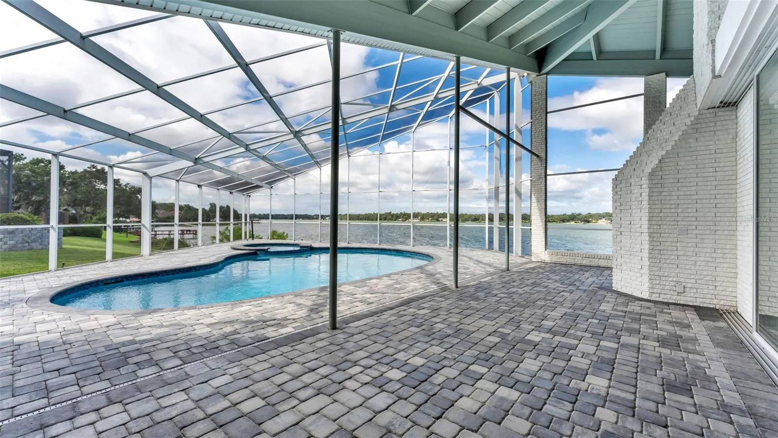 Covered poolside patio