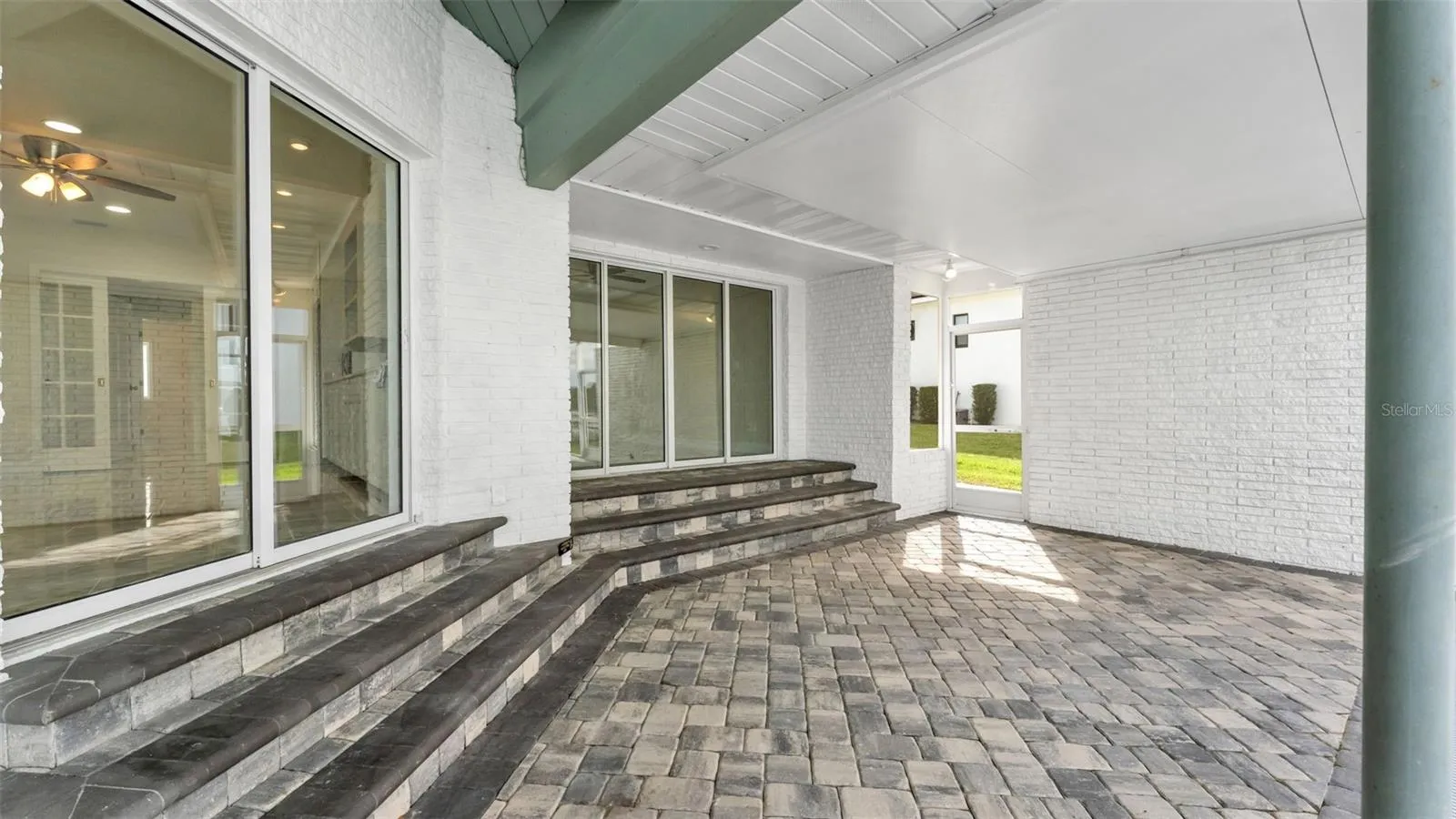 Covered poolside patio
