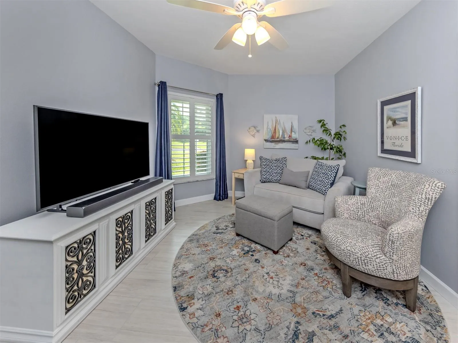 The den can be used as an office or overflow guests