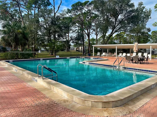 One of two community pools available