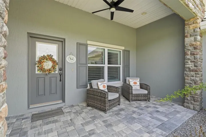 FRONT PORCH WITH LIGHTS AND FAN