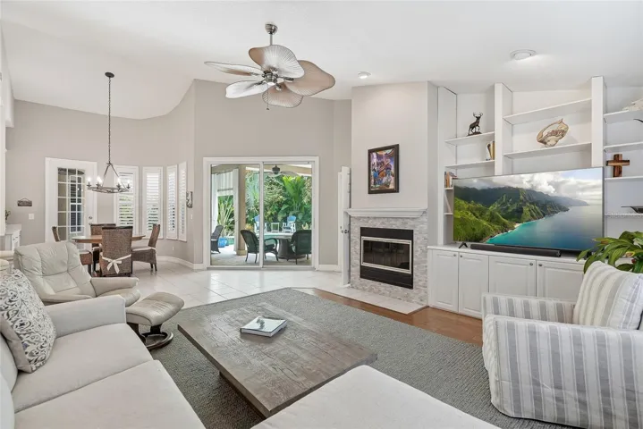 Large living room is central to the kitchen and dinette making it the anchor of the home.