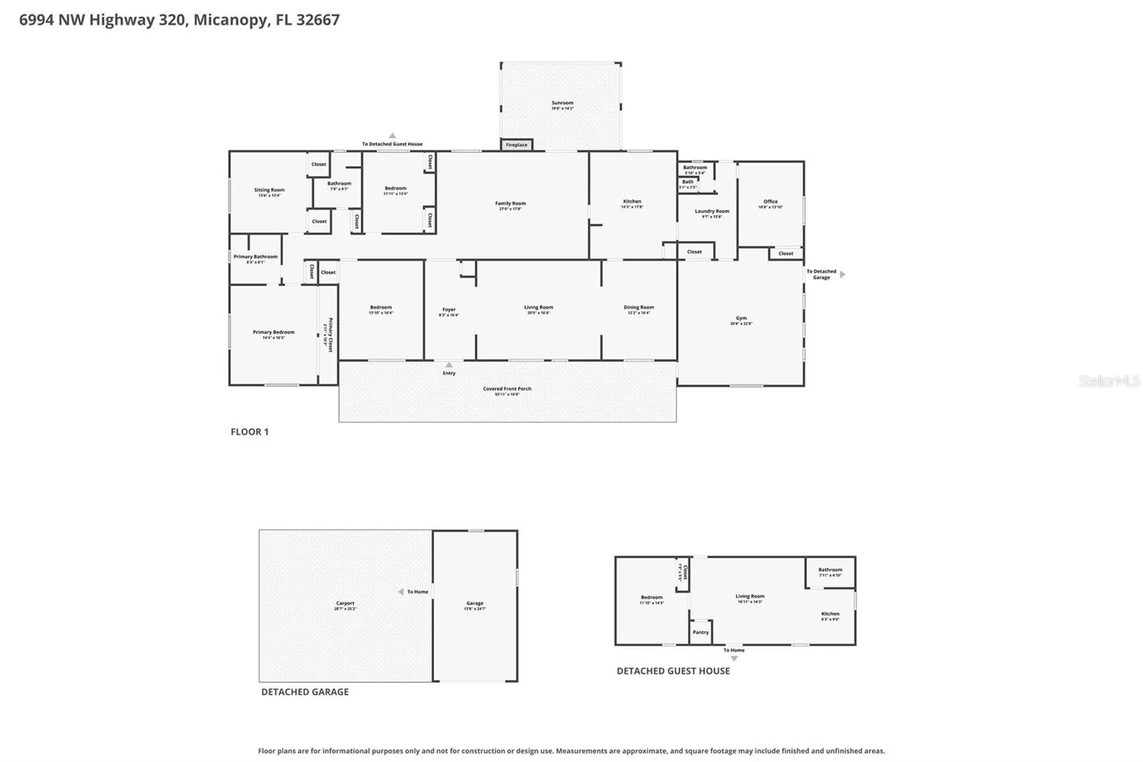 Combined Floor Plan for Main House, Guest House and Garage