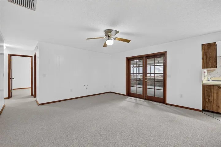 Family Room with French Doors to back screened porch