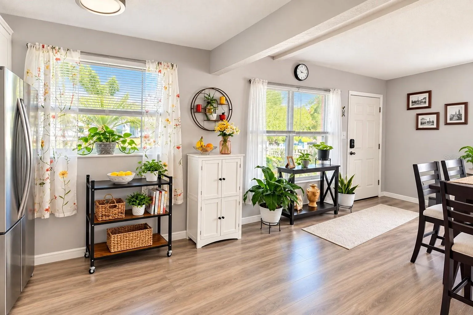 Light and bright interior with fresh soft-gray paint and updated finishes.