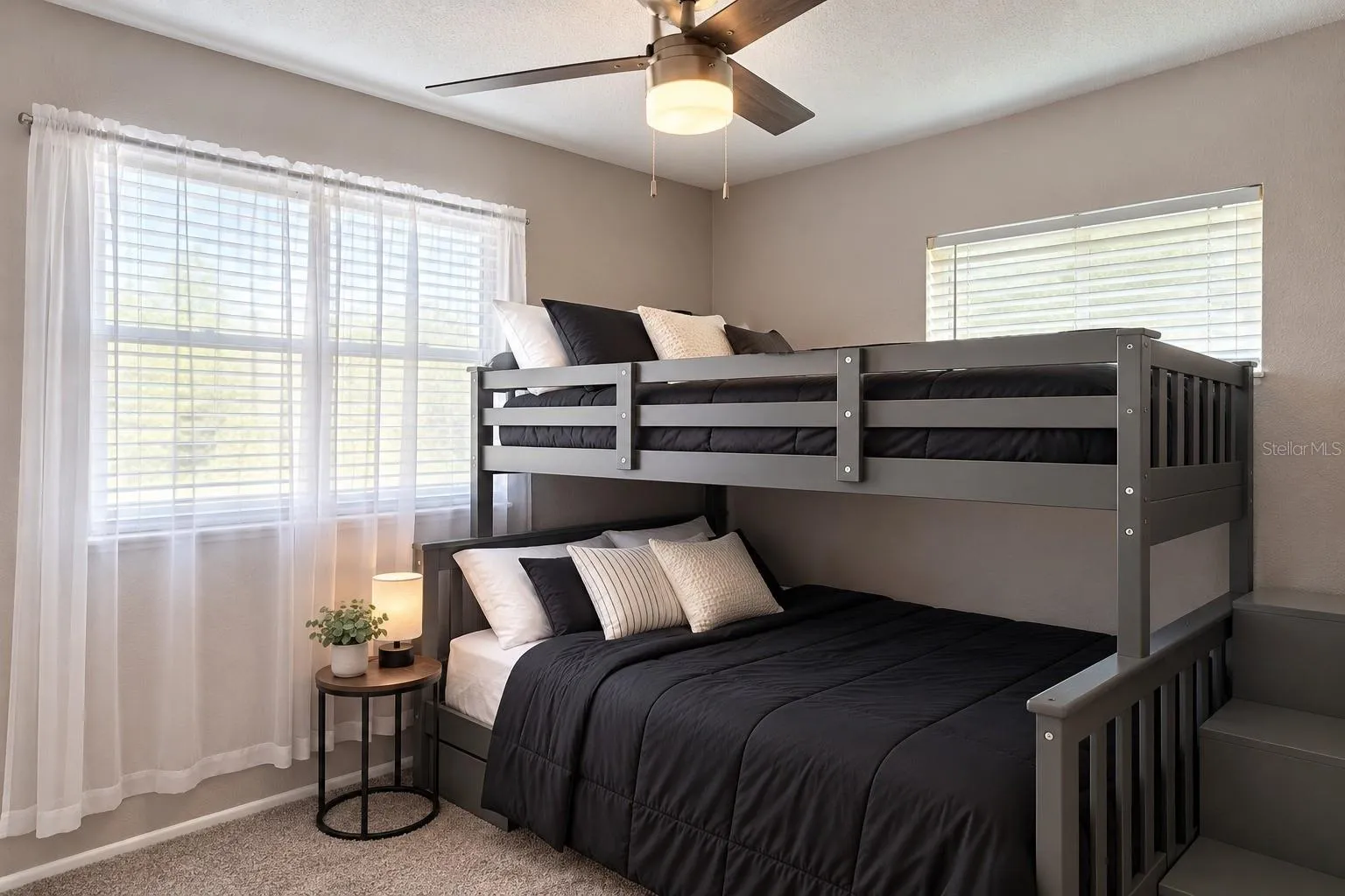 Bedroom 2 — light, bright and freshly refreshed with new carpet.