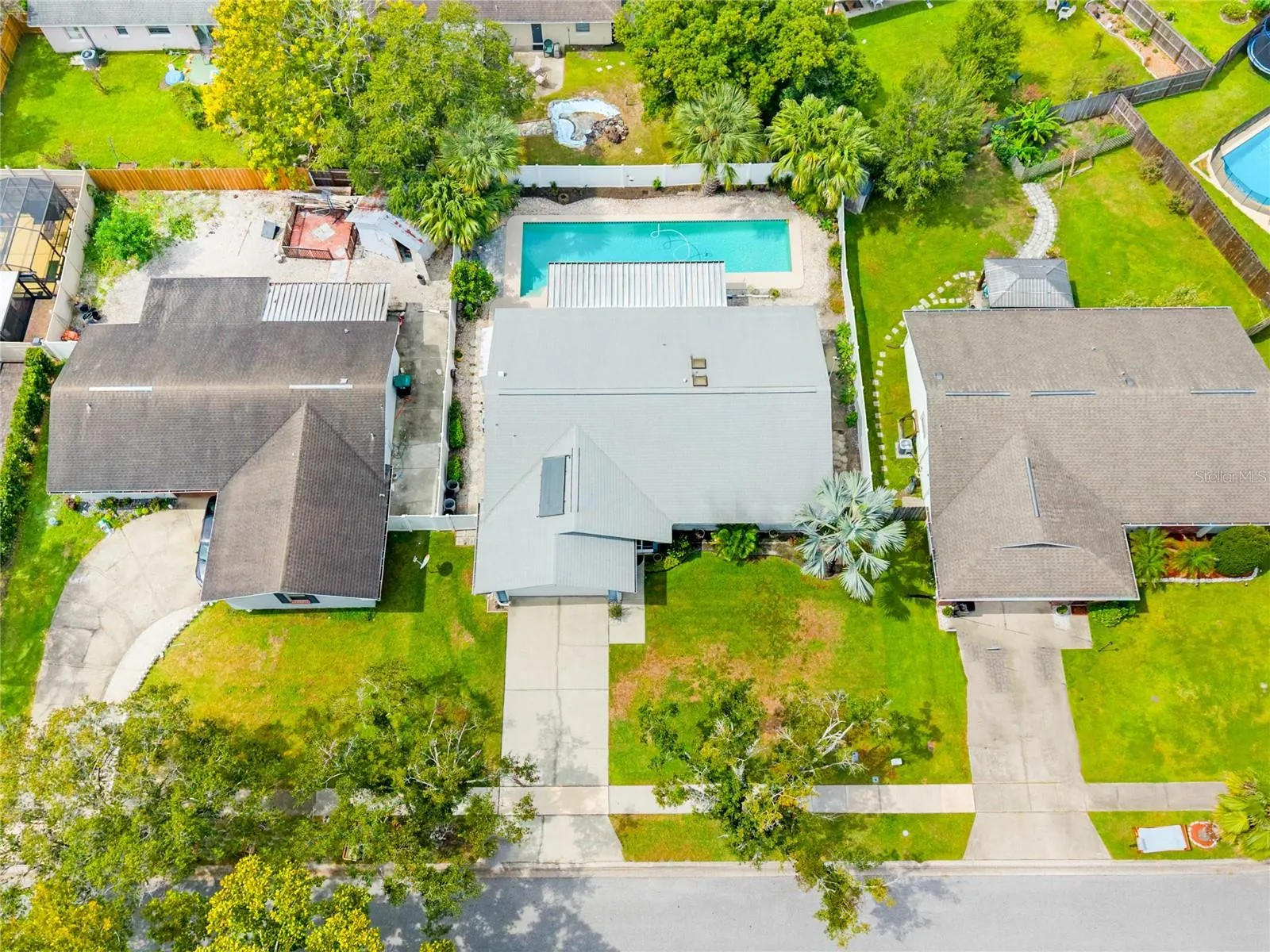 Aerial view of the pool home