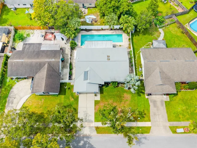 Aerial view of the pool home