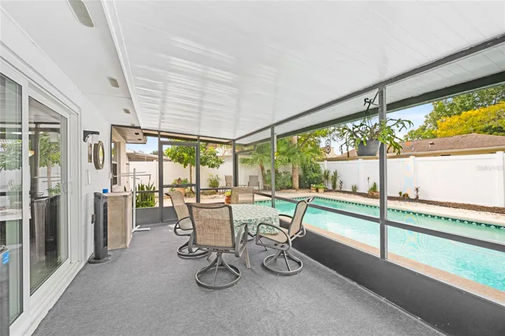 Patio overlooking pool