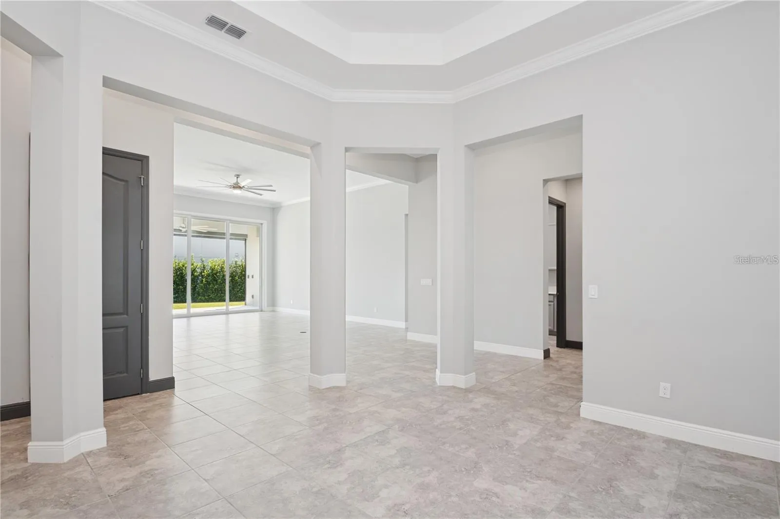 View from dining room to great room area