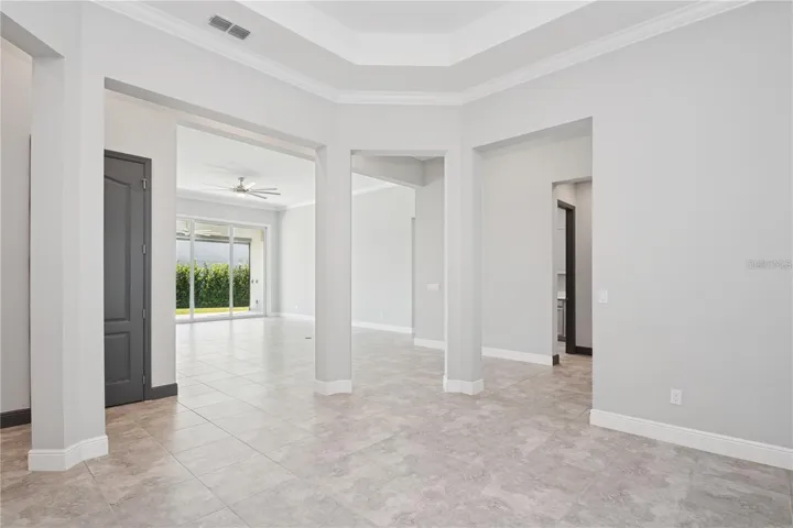 View from dining room to great room area