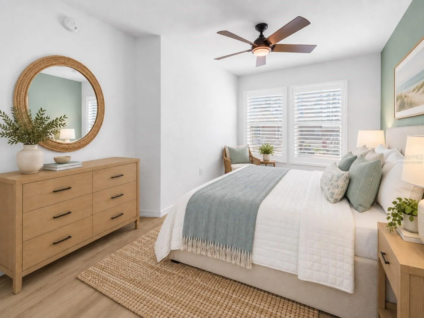 Virtually Staged: Bedroom 3 with Plantation Shutters