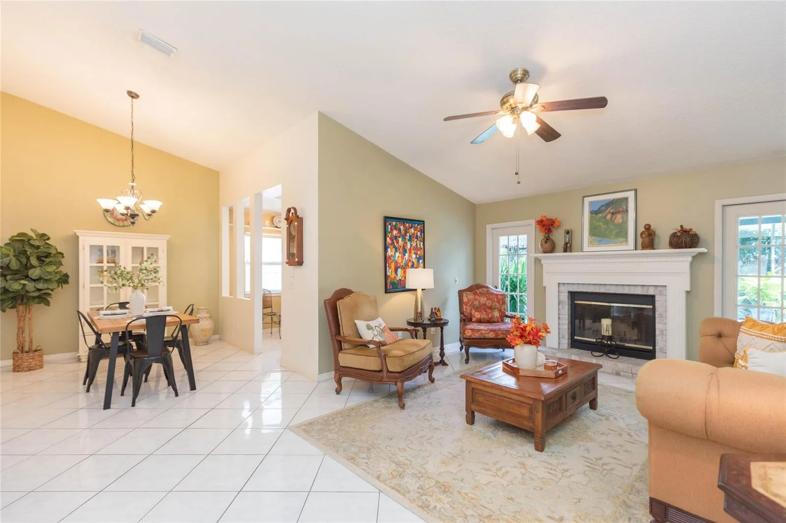 Great Room w/wood burning fireplace &amp; Dining Room