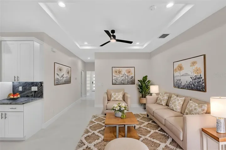 Living room virtually staged