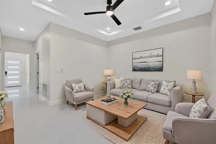 Living room virtually staged