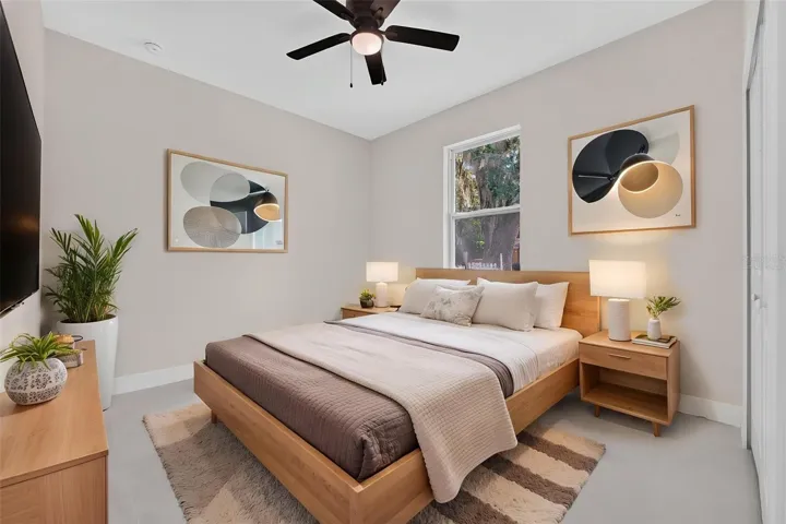 First bedroom virtually staged