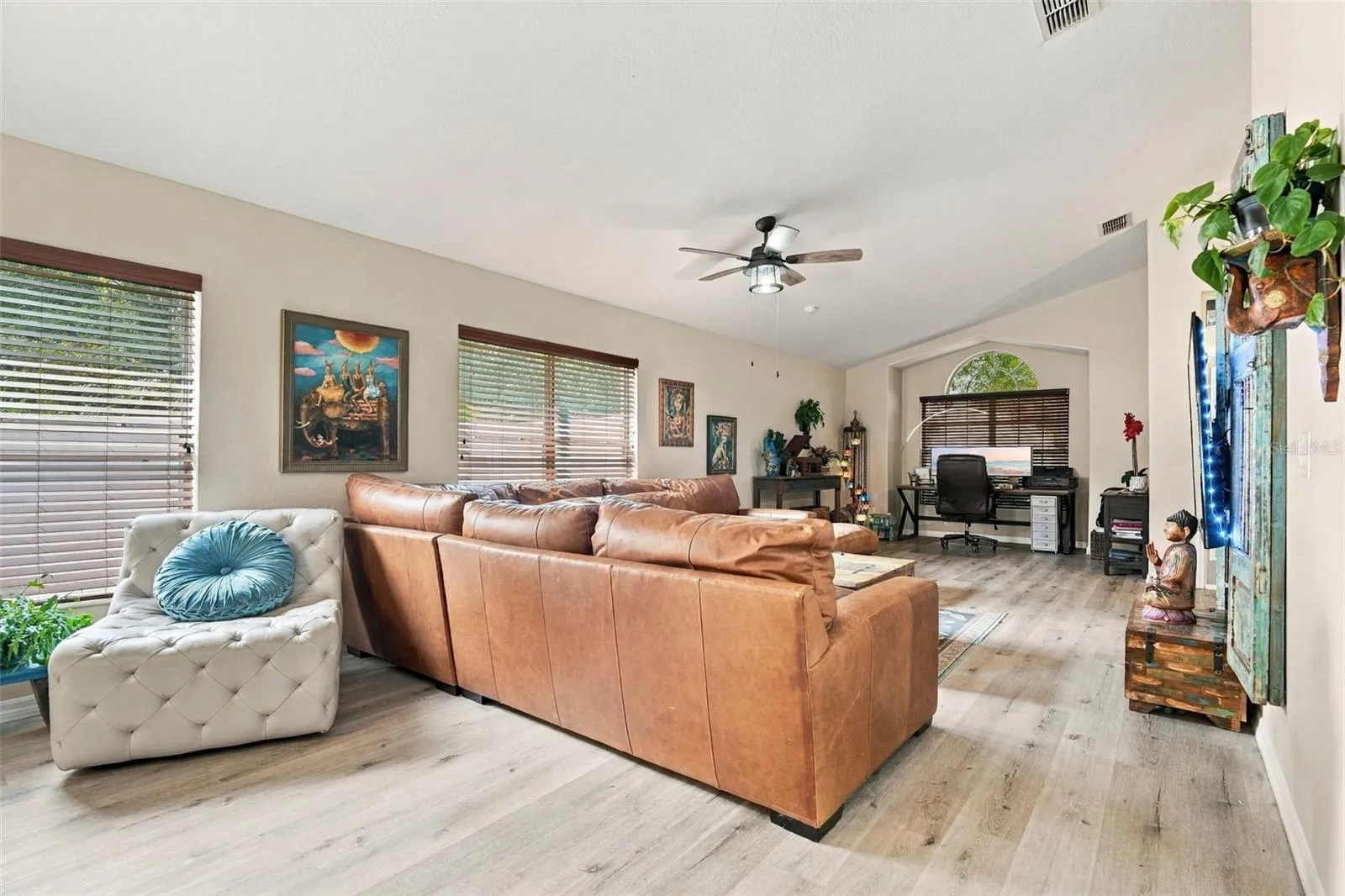 Main living area from kitchen/dining area.