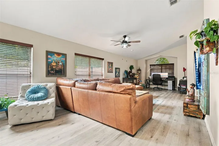 Main living area from kitchen/dining area.