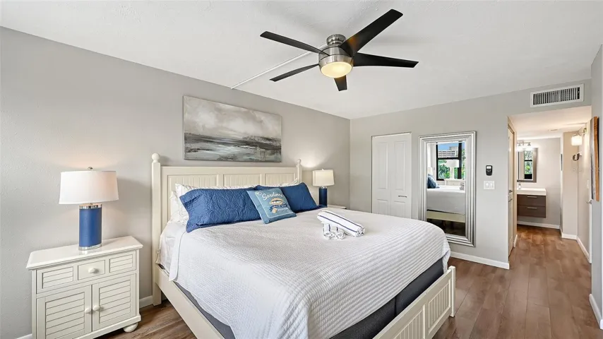 Looking thru master bedroom to see ensuite bathroom