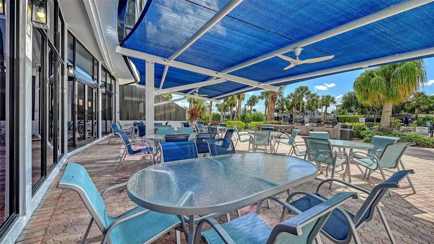 Outside undercover area overlooking pool