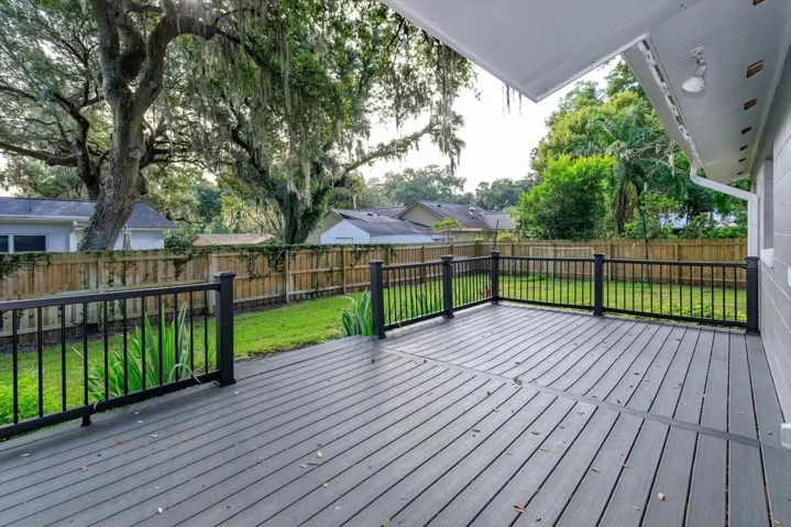 Rear deck overlooks the back yard
