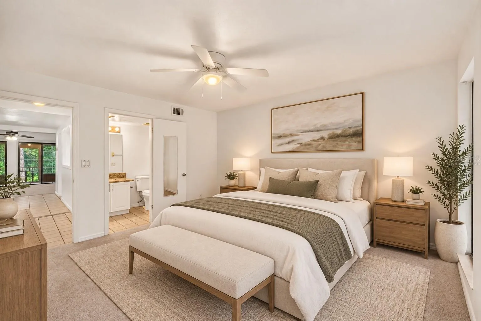 Primary Downstairs Bedroom - Virtually Staged