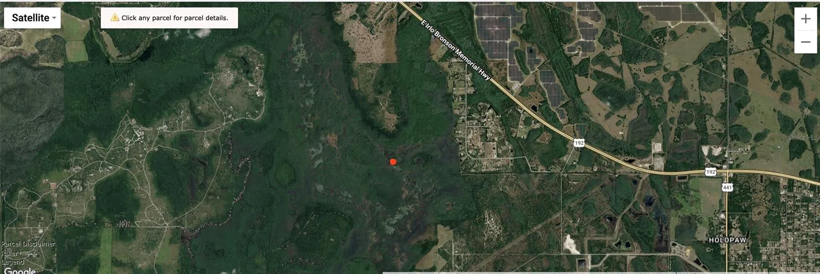 The red dot indicates the location of the lot