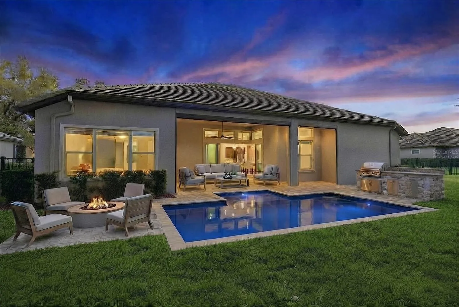 Virtually staged pool to show room for pool addition