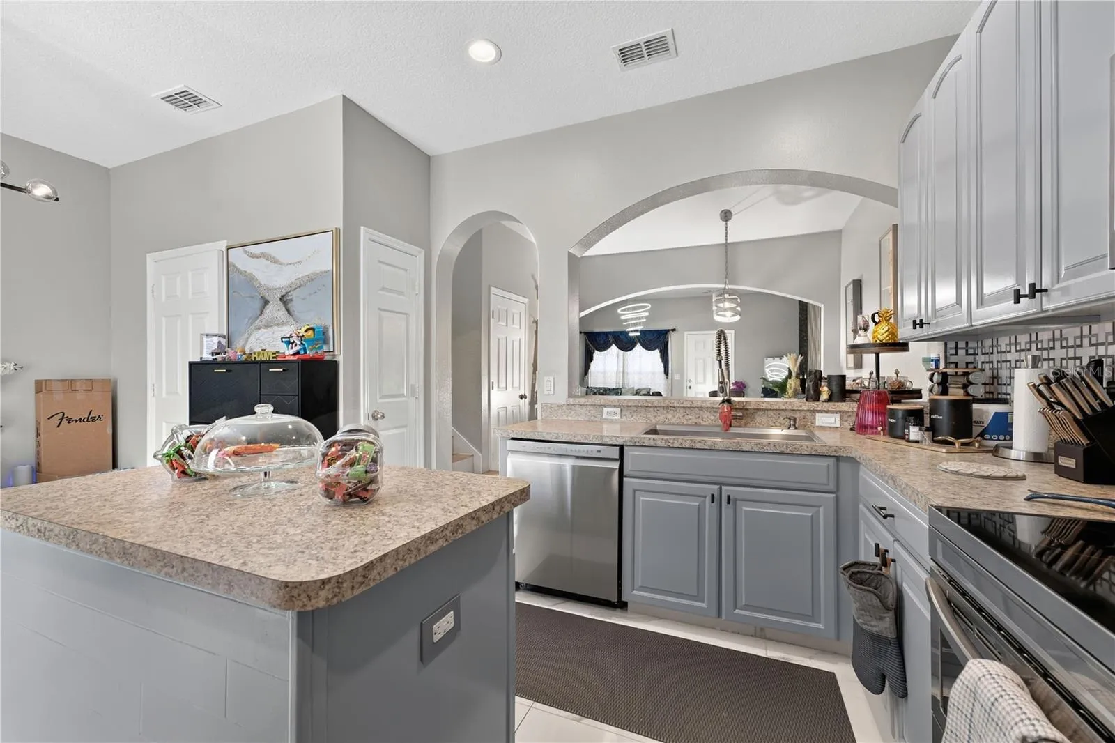 Spacious kitchen with center island