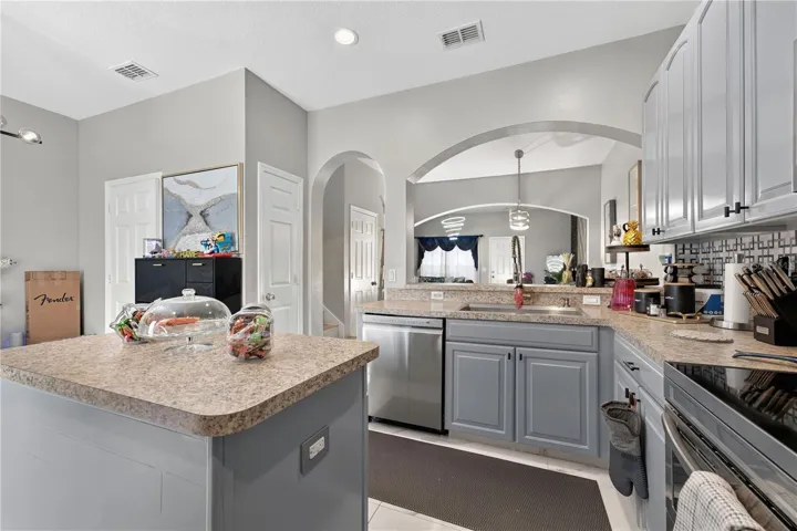 Spacious kitchen with center island