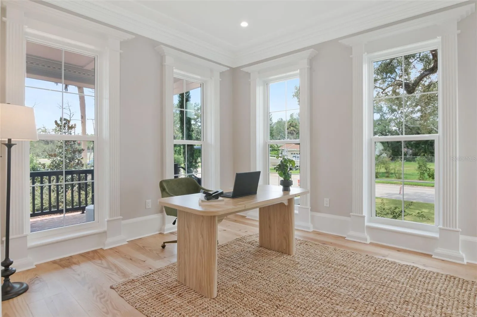 Home office features a fireplace too!