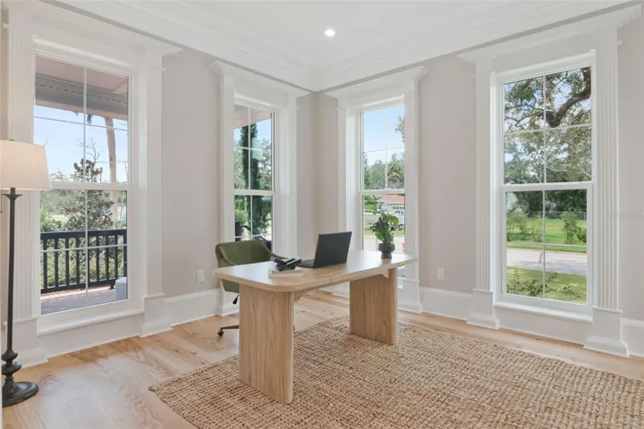 Home office features a fireplace too!