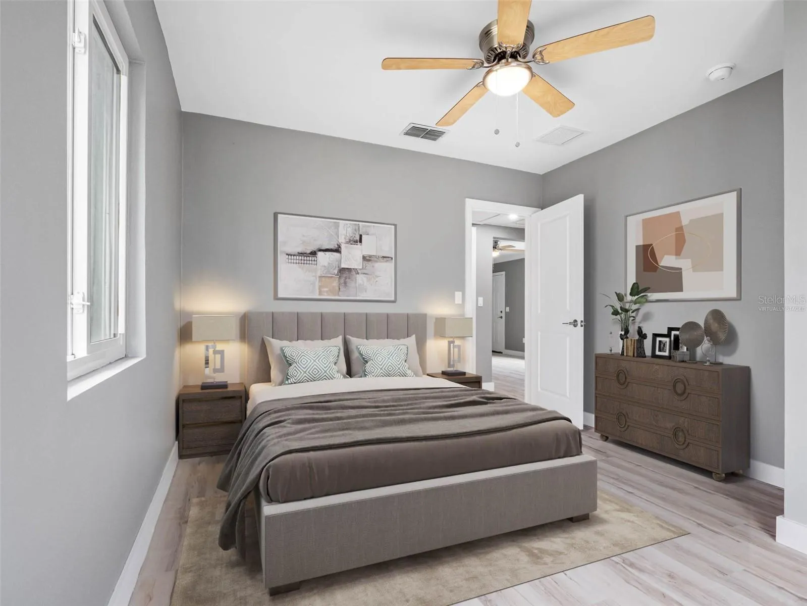 Virtually staged bedroom