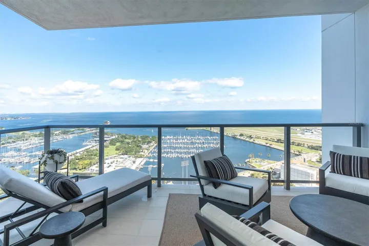 High-floor terrace view overlooking Tampa Bay.