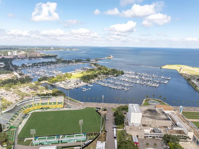 Panoramic view framing Al Lang Stadium grounds.