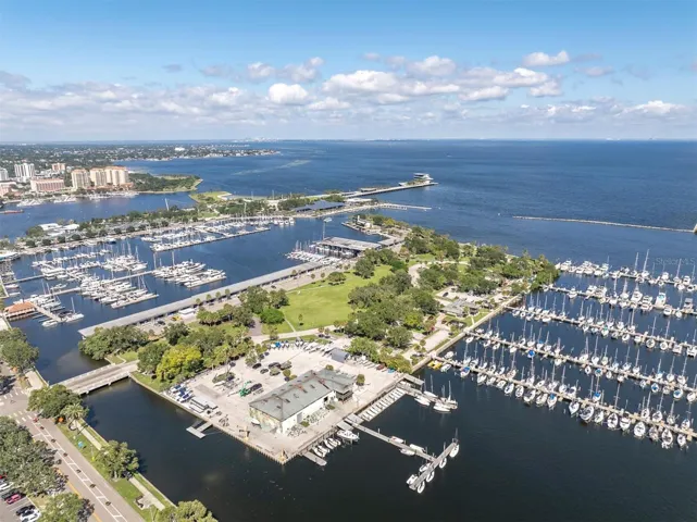 Expansive cityscape and harbor water views.