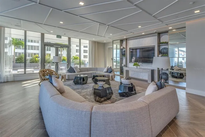 Social room inside resident amenity floor.