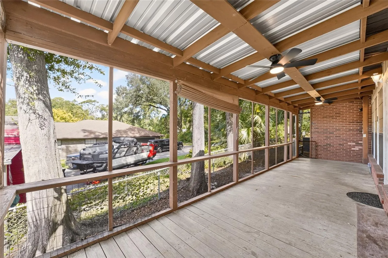 Screened side porch