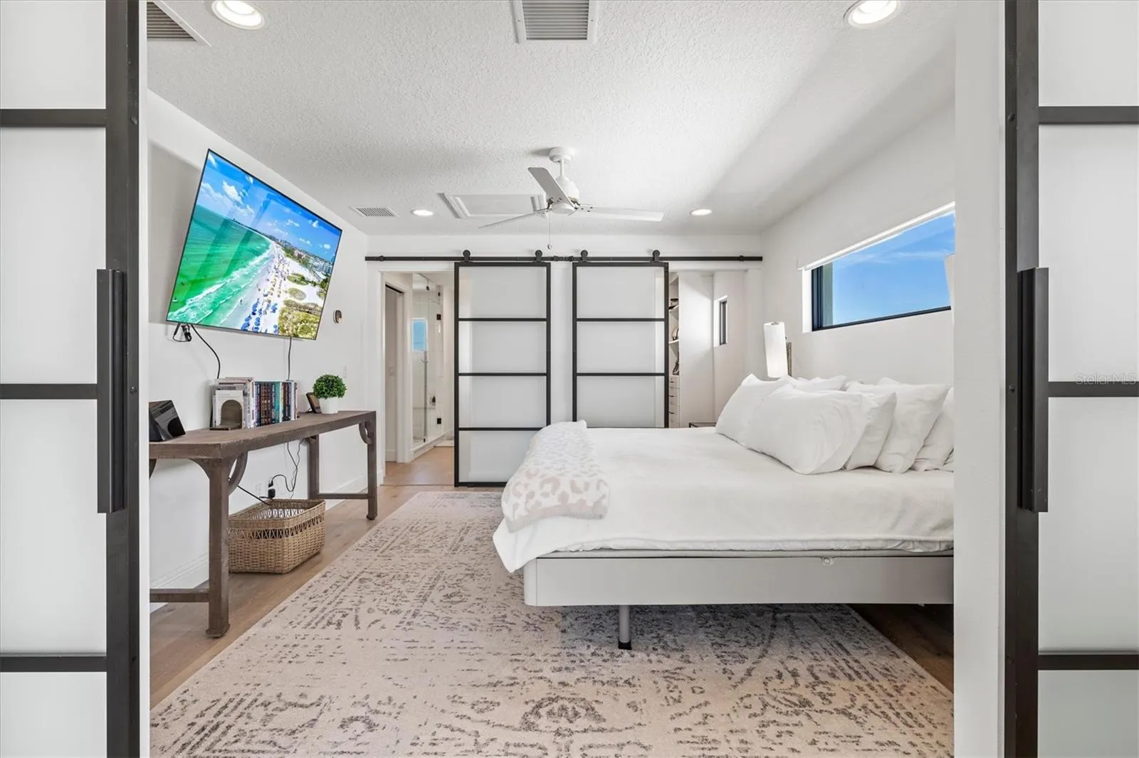Primary suite sitting room with views of the river.