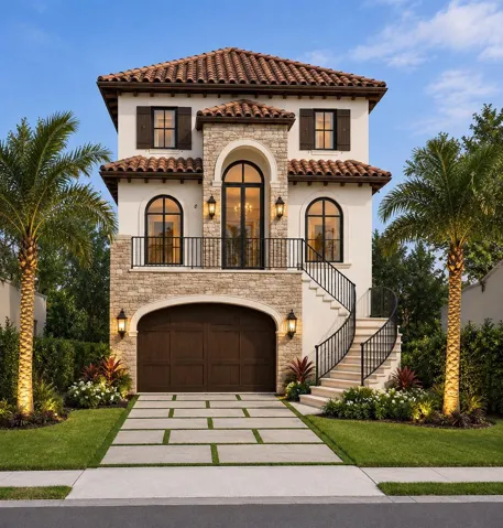 Rendering of finished home from included plans