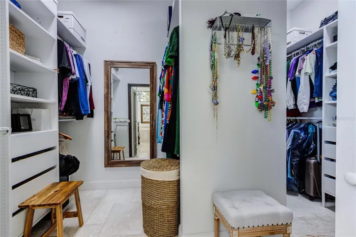 Walk-in closet with built in shelves!