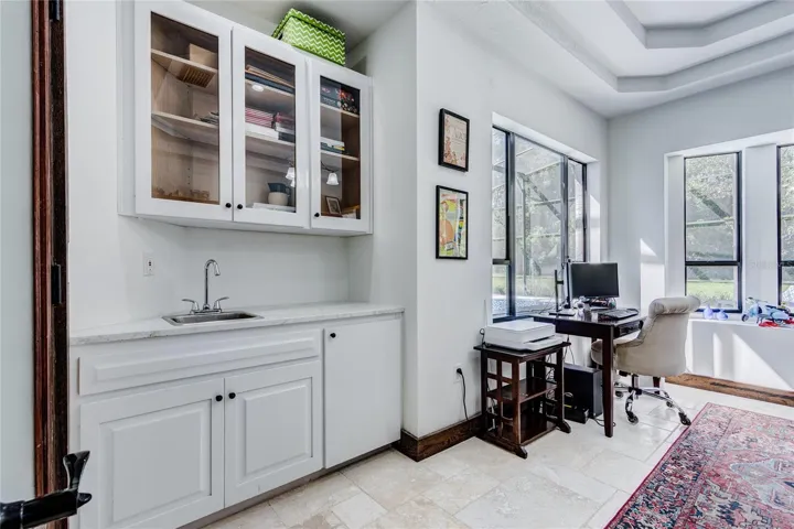 Wet bar with fridge and sink!